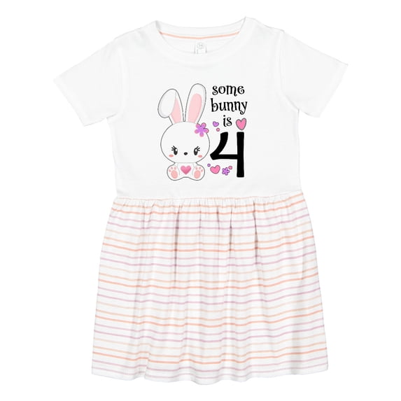 Inktastic Somebunny is Four 4th Birthday Bunny Girls Toddler Dress