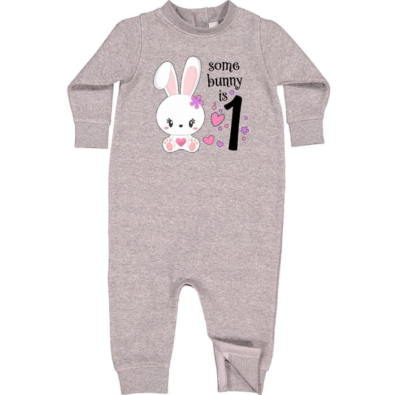 Inktastic Somebunny is One First Birthday Bunny Baby Fleece Romper