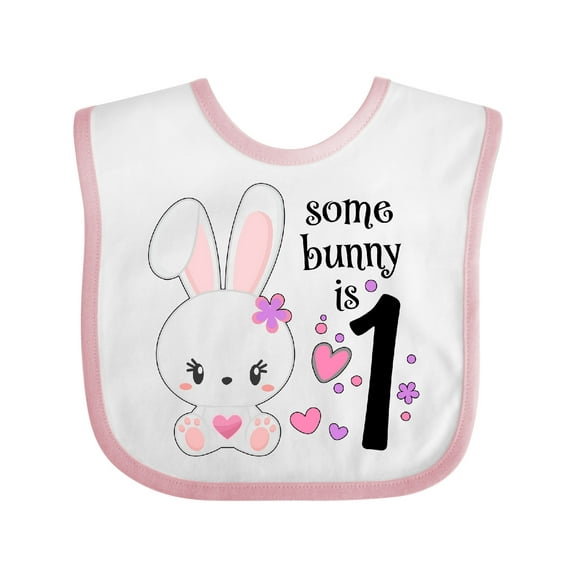 Inktastic Somebunny is One First Birthday Bunny Boys or Girls Baby Bib
