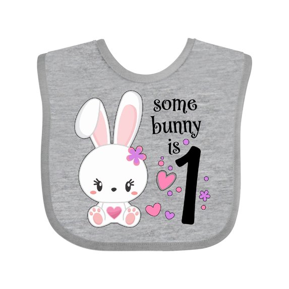 Inktastic Somebunny is One First Birthday Bunny Boys or Girls Baby Bib