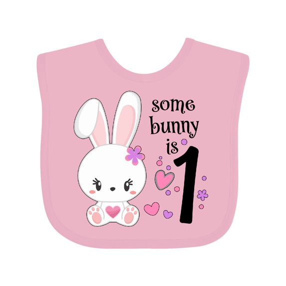 Inktastic Somebunny is One First Birthday Bunny Boys or Girls Baby Bib