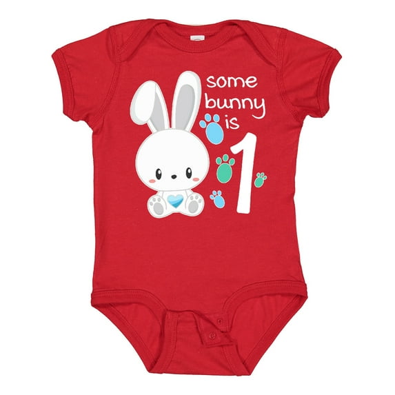 Inktastic Somebunny is One First Birthday Bunny Boys or Girls Baby Bodysuit