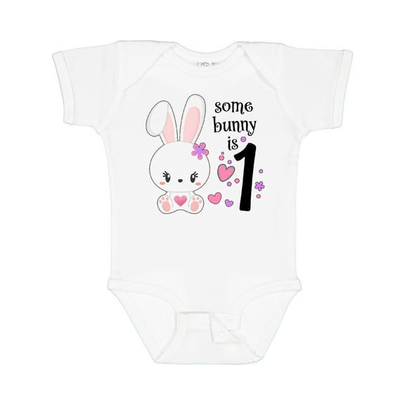 Inktastic Somebunny is One First Birthday Bunny Boys or Girls Baby Bodysuit
