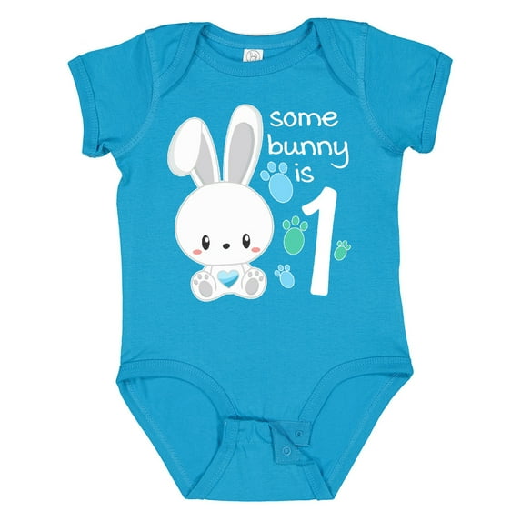 Inktastic Somebunny is One First Birthday Bunny Boys or Girls Baby Bodysuit