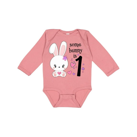 Inktastic Somebunny is One First Birthday Bunny Boys or Girls Long Sleeve Baby Bodysuit