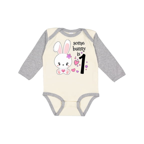 Inktastic Somebunny is One First Birthday Bunny Boys or Girls Long Sleeve Baby Bodysuit