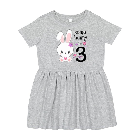 Inktastic Somebunny is Three-third Birthday Bunny Girls Toddler Dress