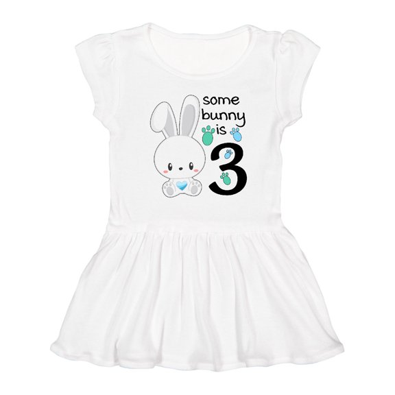 Inktastic Somebunny is Three-third Birthday Bunny Girls Toddler Dress