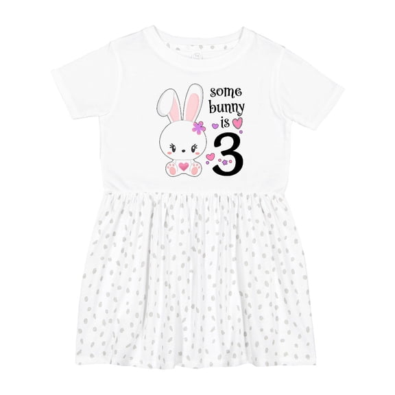 Inktastic Somebunny is Three-third Birthday Bunny Girls Toddler Dress