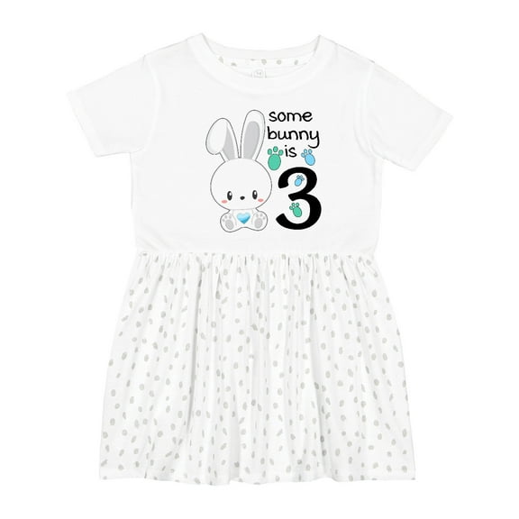 Inktastic Somebunny is Three-third Birthday Bunny Girls Toddler Dress