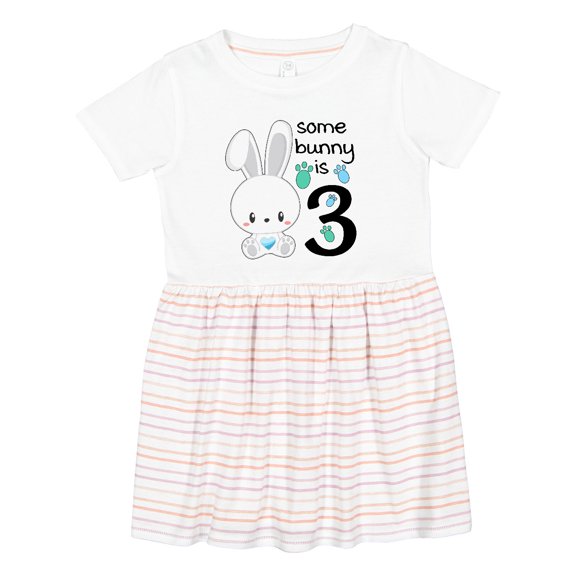 Inktastic Somebunny is Three-third Birthday Bunny Girls Toddler Dress