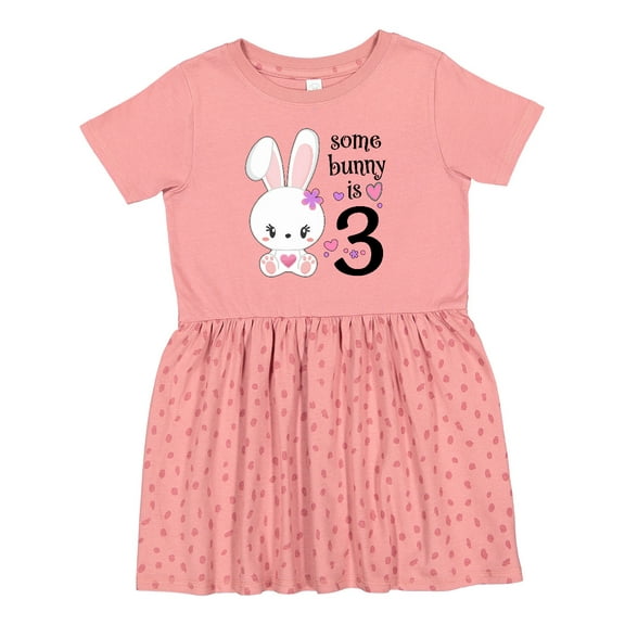 Inktastic Somebunny is Three-third Birthday Bunny Girls Toddler Dress