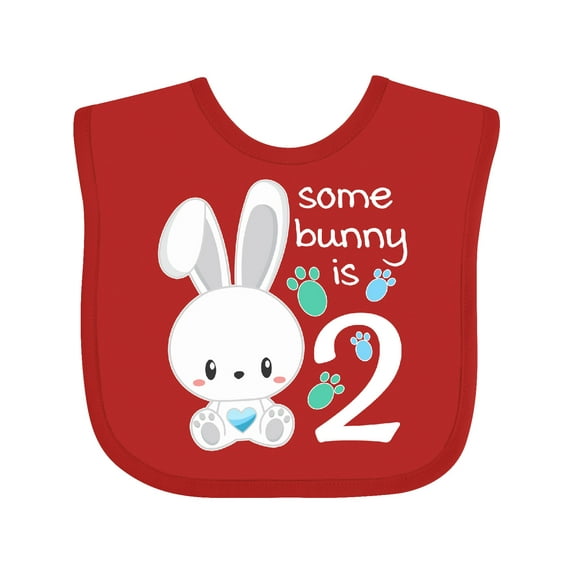 Inktastic Somebunny is Two-Second birthday bunny Boys or Girls Baby Bib