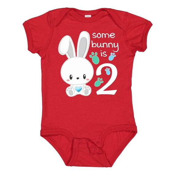 Inktastic Somebunny is Two-Second birthday bunny Boys or Girls Baby Bodysuit