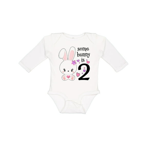 Inktastic Somebunny is Two-second Birthday Bunny Boys or Girls Long Sleeve Baby Bodysuit