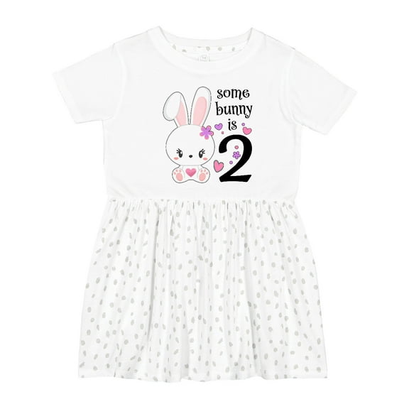 Inktastic Somebunny is Two-second Birthday Bunny Girls Toddler Dress
