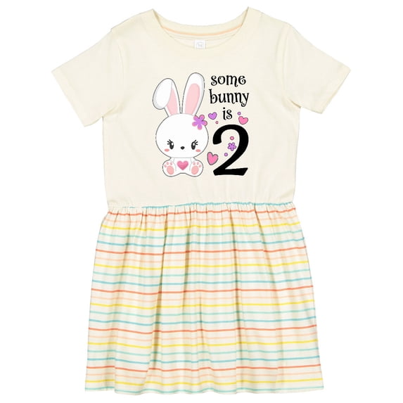 Inktastic Somebunny is Two-second Birthday Bunny Girls Toddler Dress