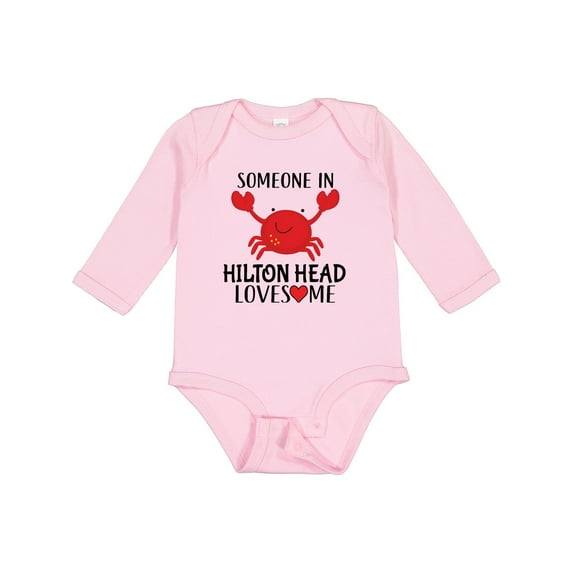 Inktastic Someone in Hilton Head Loves Me Boys or Girls Long Sleeve Baby Bodysuit