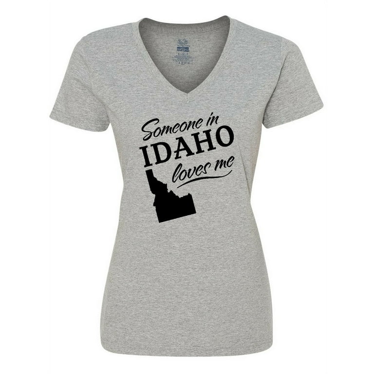 Inktastic Someone in Idaho Loves Me Women s V Neck T Shirt
