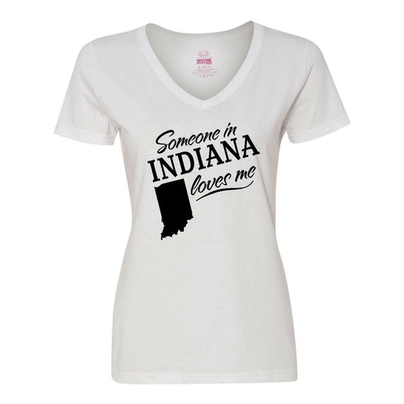 Inktastic Someone in Indiana Loves Me Women's V-Neck T-Shirt