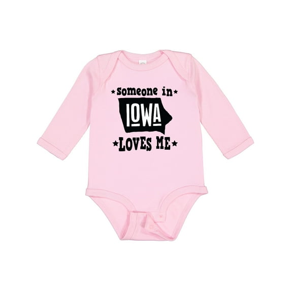 Inktastic Someone in Iowa Loves Me Souvenir Boys or Girls Long Sleeve Baby Bodysuit