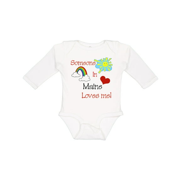 Inktastic Someone in Maine loves me Boys or Girls Long Sleeve Baby Bodysuit