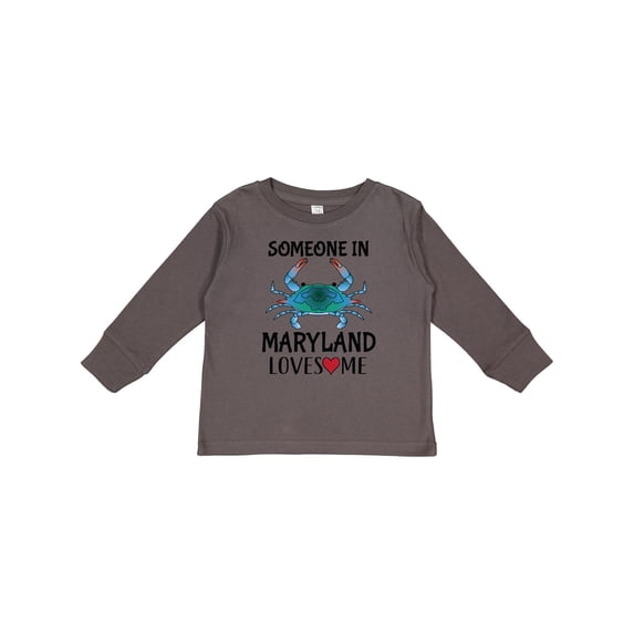 Inktastic Someone in Maryland Loves Me Crab Boys or Girls Long Sleeve Toddler T-Shirt