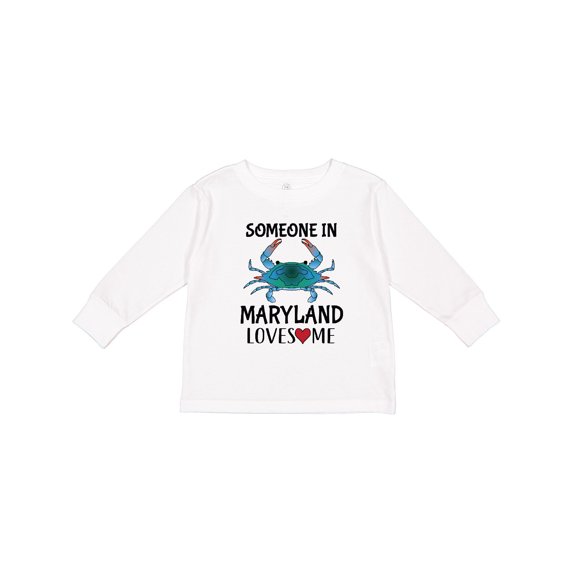 Inktastic Someone in Maryland Loves Me Crab Boys or Girls Long Sleeve Toddler T-Shirt