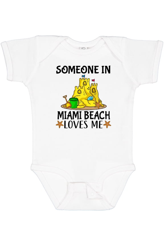 Someone in Miami Beach Loves Me Boys or Girls Baby Bodysuit