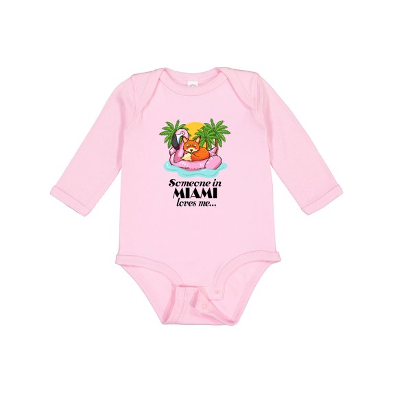 Inktastic Someone in Miami Loves Me Boys or Girls Long Sleeve Baby Bodysuit