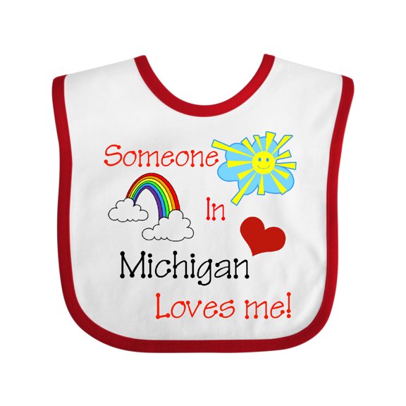 Inktastic Someone in Michigan Loves Me Boys or Girls Baby Bib
