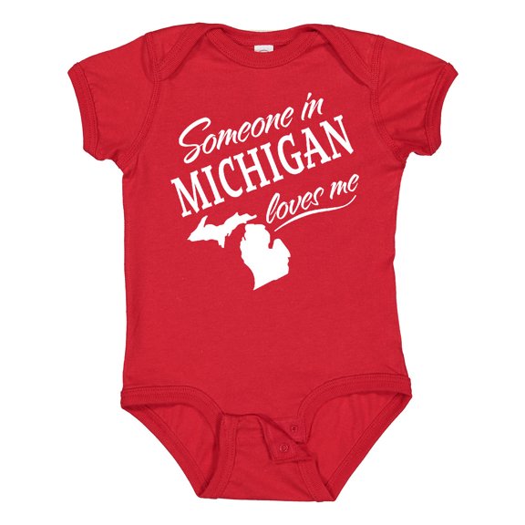 Inktastic Someone in Michigan Loves Me Boys or Girls Baby Bodysuit