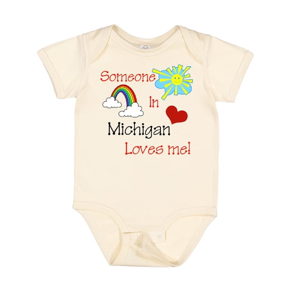 Inktastic Someone in Michigan Loves Me Boys or Girls Baby Bodysuit