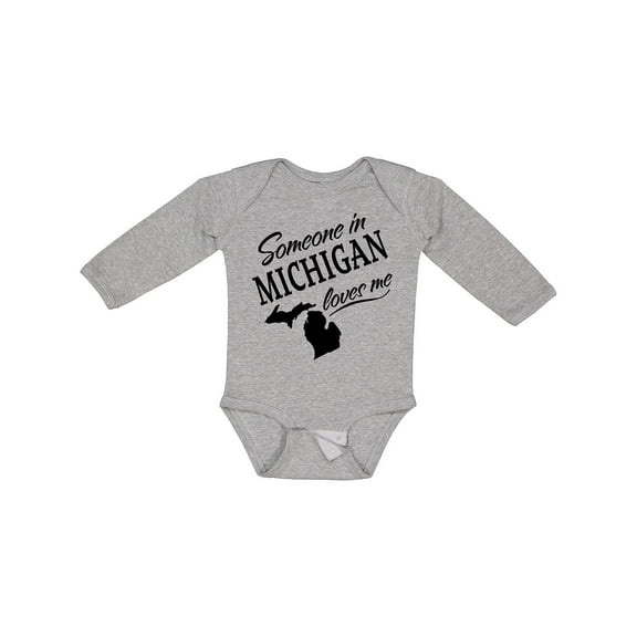 Inktastic Someone in Michigan Loves Me Boys or Girls Long Sleeve Baby Bodysuit