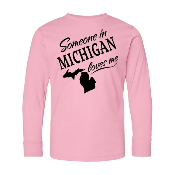 Inktastic Someone in Michigan Loves Me Long Sleeve Youth T-Shirt