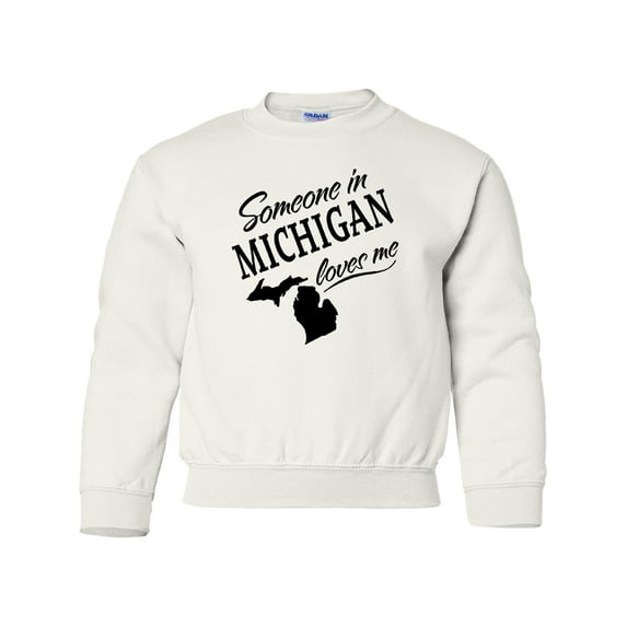 Inktastic Someone in Michigan Loves Me Youth Sweatshirt