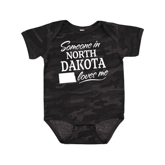 Inktastic Someone in North Dakota Loves Me Boys or Girls Baby Bodysuit