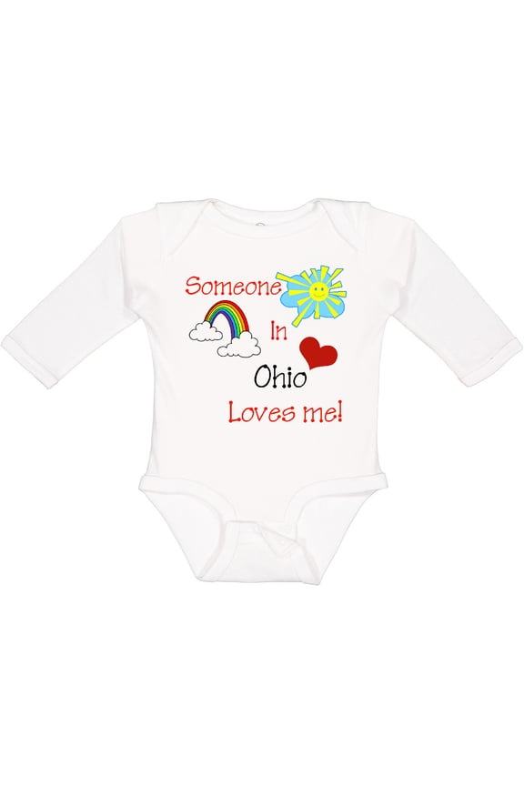 Someone in Ohio Loves Me Boys or Girls Long Sleeve Baby Bodysuit