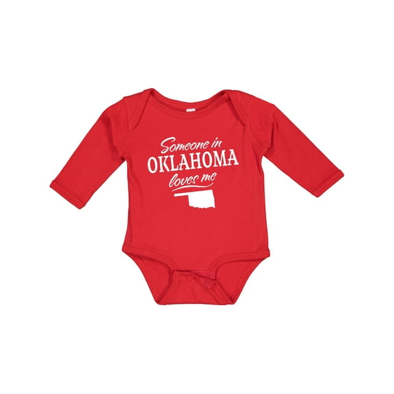 Inktastic Someone in Oklahoma Loves Me Boys or Girls Long Sleeve Baby Bodysuit