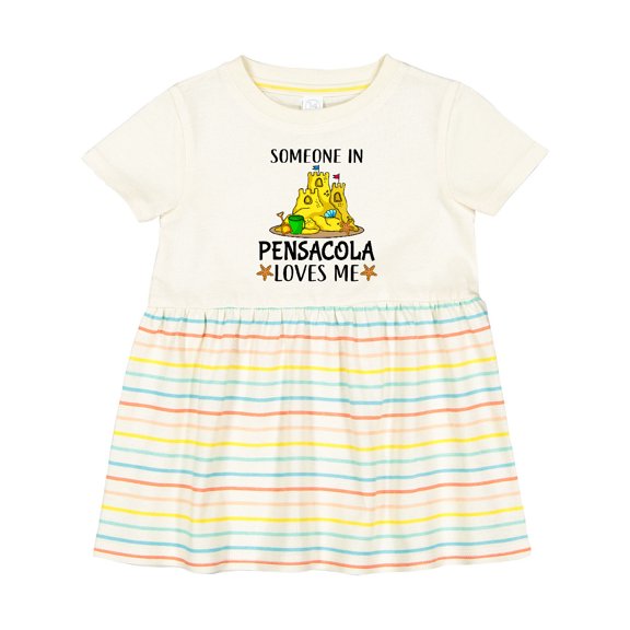Inktastic Someone in Pensacola Loves Me Beach Vacation Girls Baby Dress