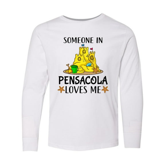 Inktastic Someone in Pensacola Loves Me Beach Vacation Long Sleeve Youth T-Shirt