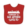 thumbnail image 1 of Inktastic Someone in San Antonio Loves Me Texas Boys or Girls Baby Bib, 1 of 4