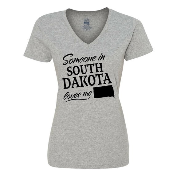 Inktastic Someone in South Dakota Loves Me Women's V-Neck T-Shirt