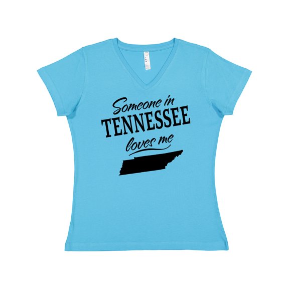 Inktastic Someone in Tennessee Loves Me Women's V-Neck T-Shirt