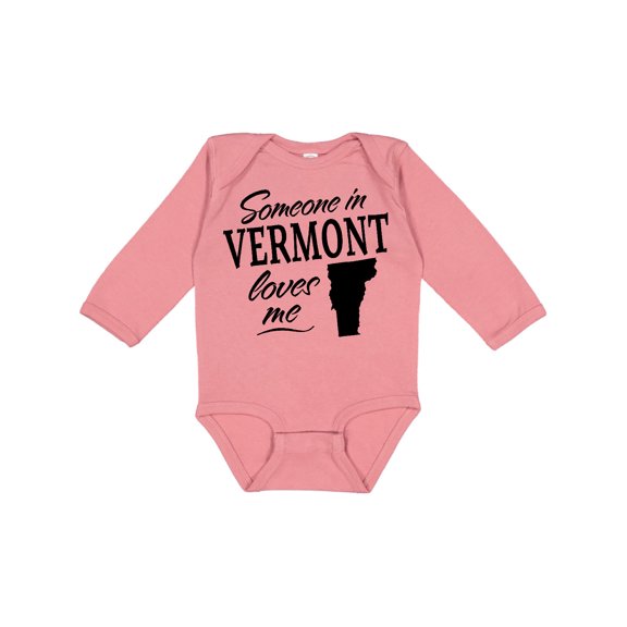 Inktastic Someone in Vermont Loves Me Boys or Girls Long Sleeve Baby Bodysuit