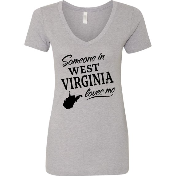 Inktastic Someone in West Virginia Loves Me Women's V-Neck T-Shirt