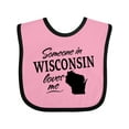 thumbnail image 1 of Inktastic Someone in Wisconsin Loves Me Boys or Girls Baby Bib, 1 of 4