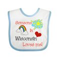 thumbnail image 1 of Inktastic Someone in Wisconsin Loves Me Boys or Girls Baby Bib, 1 of 4
