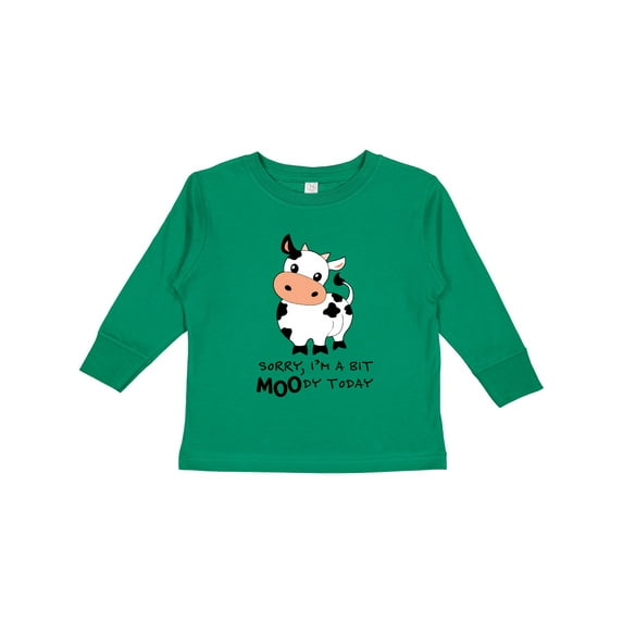 Inktastic Sorry, I'm a Bit MOOdy Today Cute Cow Pun Boys or Girls Long Sleeve Toddler T-Shirt