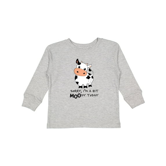 Inktastic Sorry, I'm a Bit MOOdy Today Cute Cow Pun Boys or Girls Long Sleeve Toddler T-Shirt